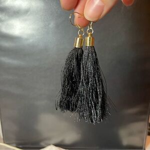 Elegant Black Tassel Earrings